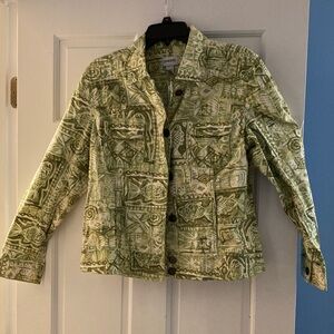 Chico's Olive Patterned Utility Jacket